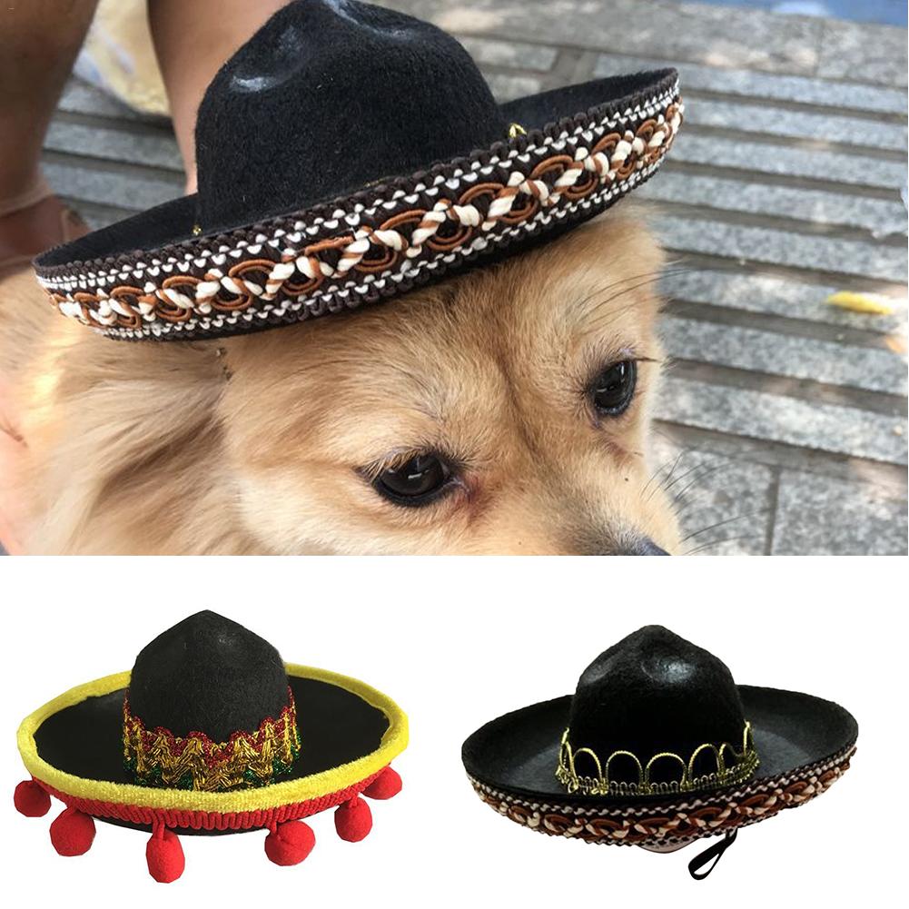 Mini kæledyr hund solhat strand fest stråhat hund mexicansk stil hat til hunde og katte sjovt halm sombrero hat tilbehør