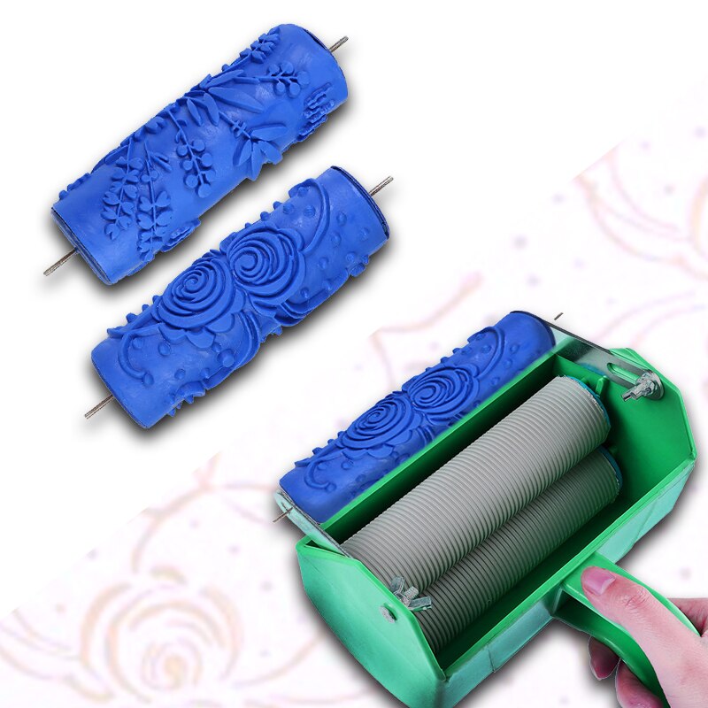 Máquina de impresión de rodillo para papel tapiz con pincel de pintura, rodillos de pintura con patrón de flores, Textura De La Pared en relieve, accesorios de decoración del hogar