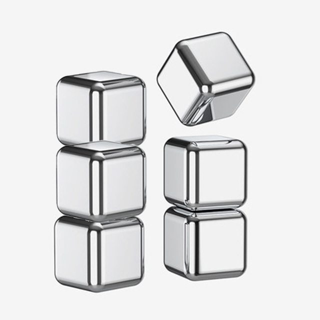 Reusable Stainless Steel Stones for Whiskey Stone Cubes for Wine Beer Juice Champagne Gadgets Vodka Ice Cube Kitchen Accessories: A-6pcs