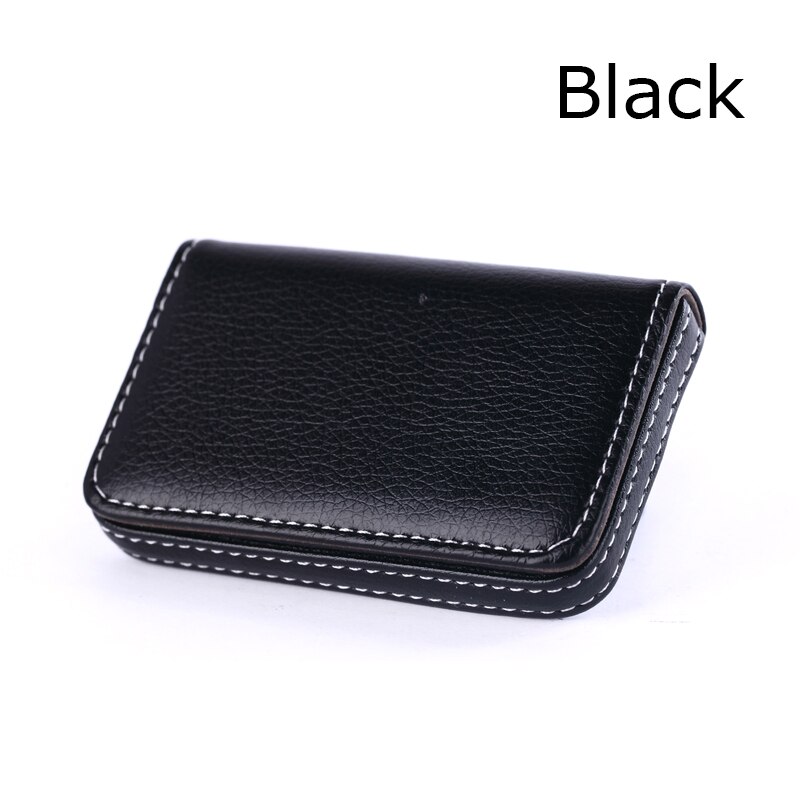 BONAMIE Large Capacity Unisex Business Card Case ID Pouch Women Pu Leather Card Box Man Credit Card Holder Black Brown: Black