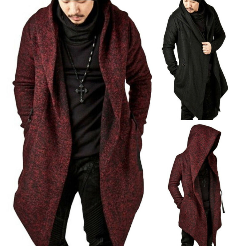 Männer Casual Mit Kapuze Graben Herbst Winter Kleidung Langarm Strickjacke Dünne Graben Solid Mantel Mantel Streetwear Männlichen Mantel
