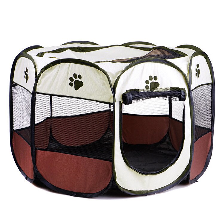 Hond Kinderbox Tent Krat Kamer Opvouwbare Puppy Oefening Kat Kooi Waterdichte Outdoor Twee Deur Mesh Schaduw Cover Nest Kennel