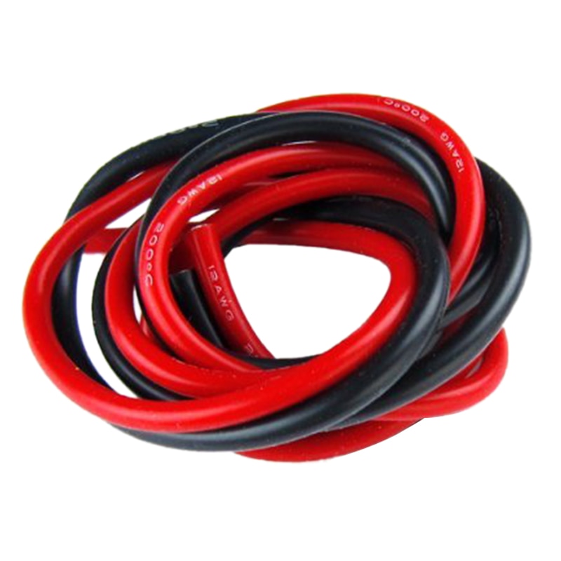 1 packet 2 pieces 14 gauge 1 meter silicone cable fine beach 14 AWG, black and red
