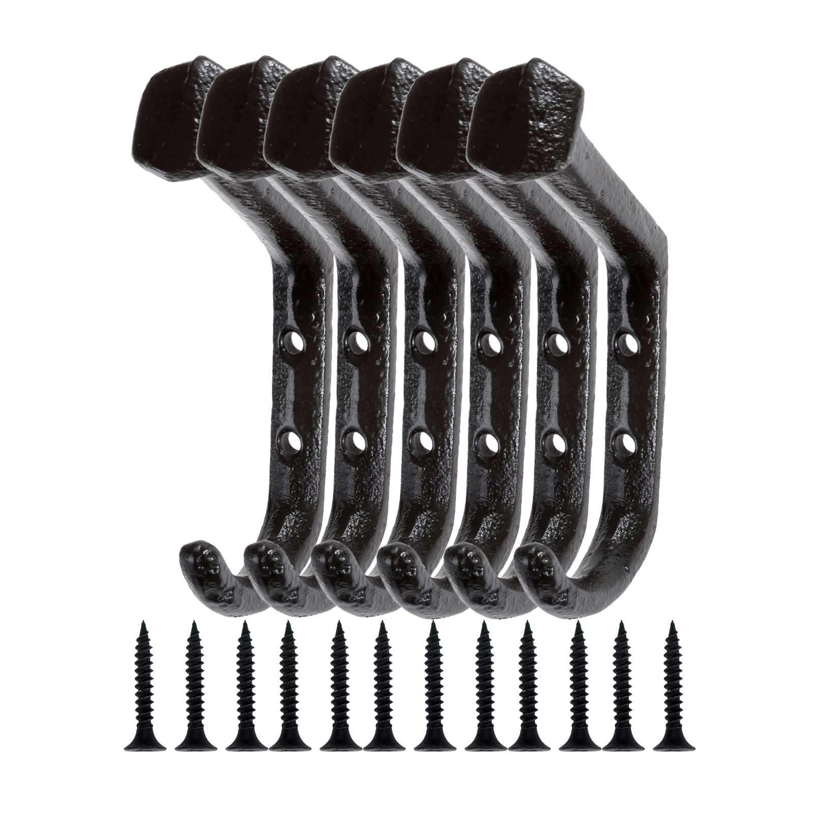 Ganchos grandes de hierro fundido para colgar ropa, abrigo, sombrero, bolsa, toalla, colgador de pared para baño, 4/6/8/10 Uds.: 6pcs