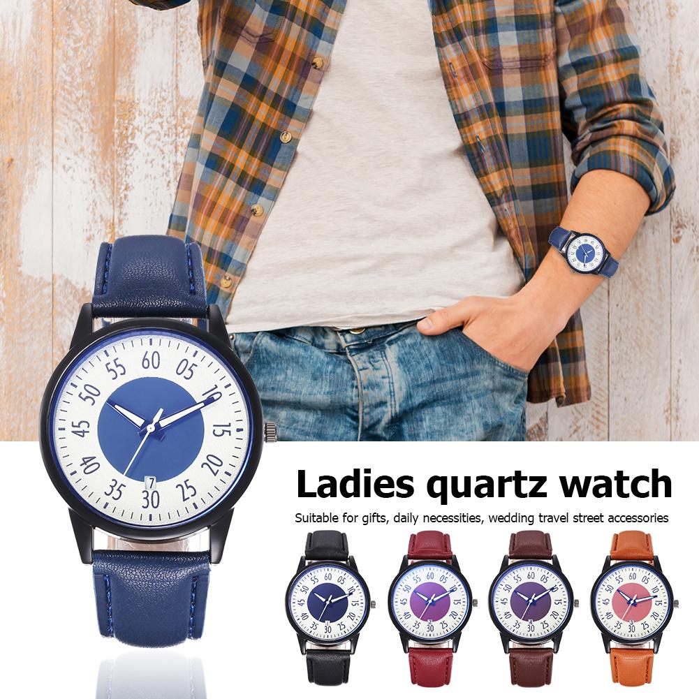 Leather Band Watches Men Arabic Numerals Dial Quartz Analog Wristwatch Widely Used in Street Photo Accessories