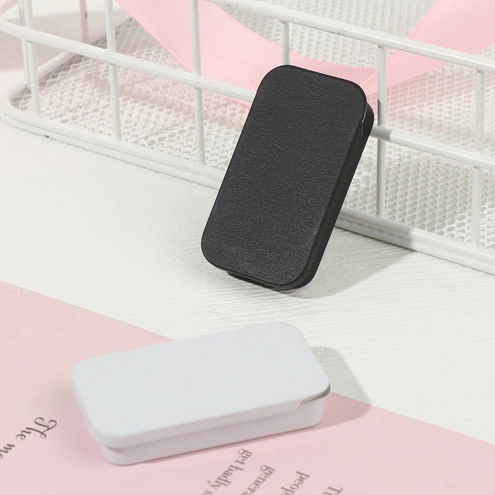 Mini caja de hojalata vacía Rectangular de Metal, contenedores portátiles con bisagras, organizador pequeño de empuje de hojalata, cajas de dulces para píldoras