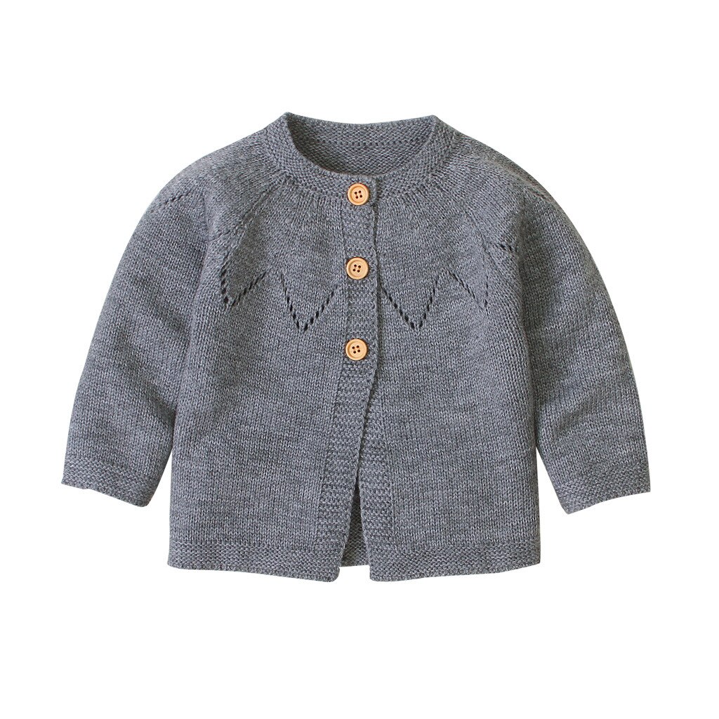 ARLONEET vêtements bébé garçons filles Cardigan Crochet pull printemps automne à manches longues tricot pull manteau: Gray / 12M