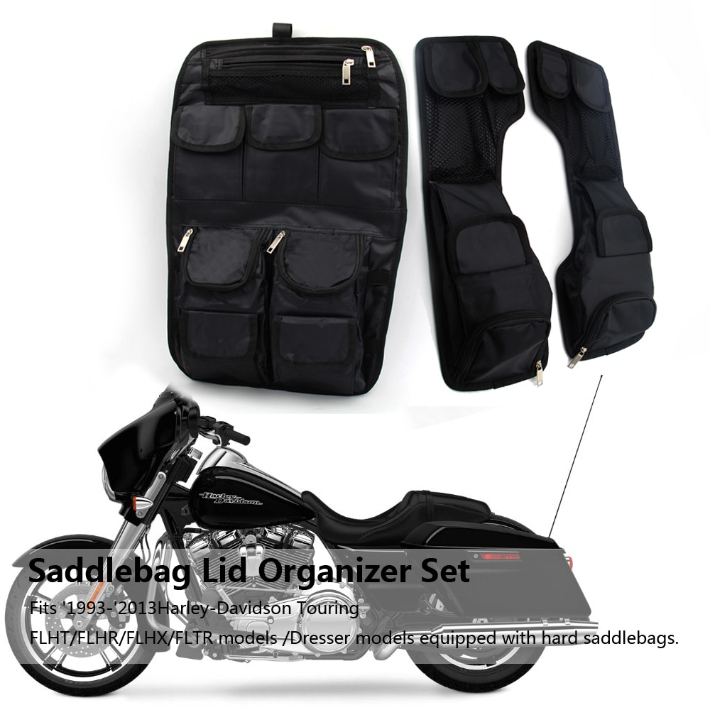 Motorcycle Black Hard Saddlemen Saddlebag Tour Pak Lid Organizer Internal Bag Set For Harley Touring Models 1993 12 11 10