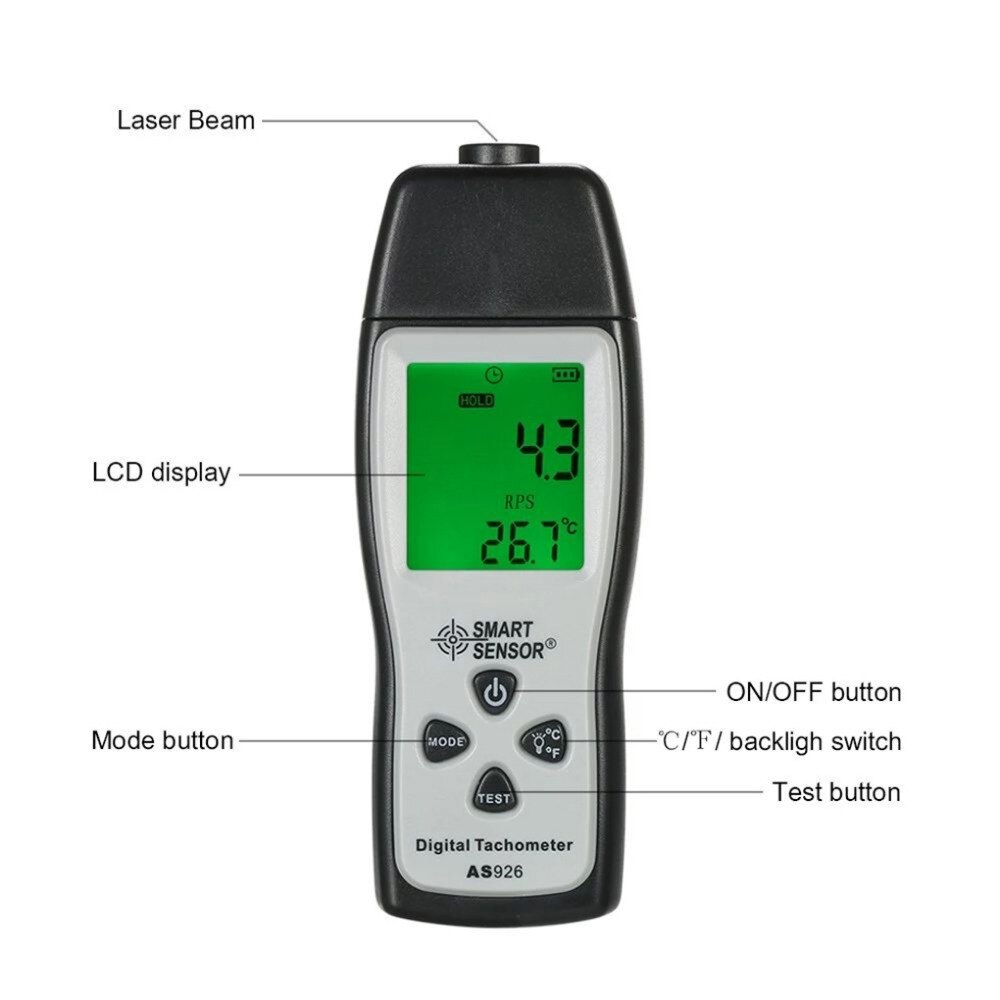 Digital Tachometer Speedometer Car Electric Motor Non-Contact 100~30000 RPM Tester Meter