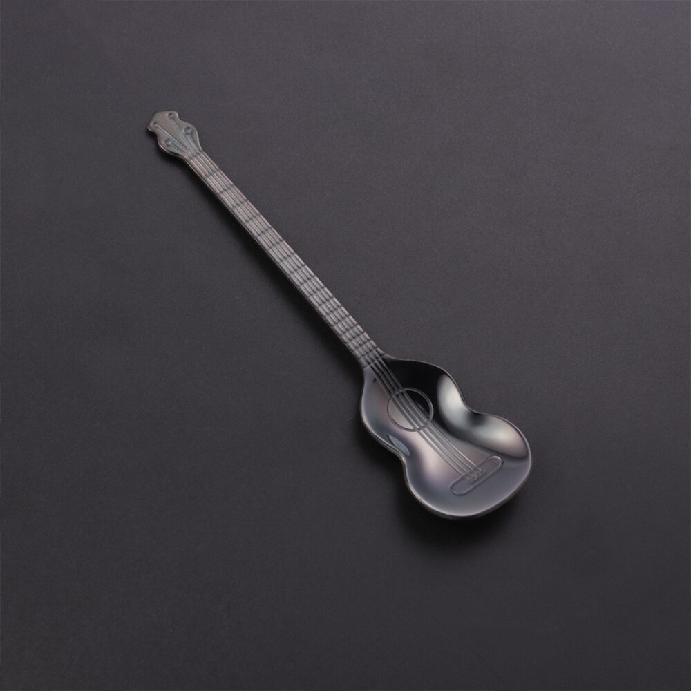 2 Stuks Rvs Koffielepels Muziekinstrument Vorm Roeren Lepel Creatieve Servies (Achthoekige Fiddle, Zilver)