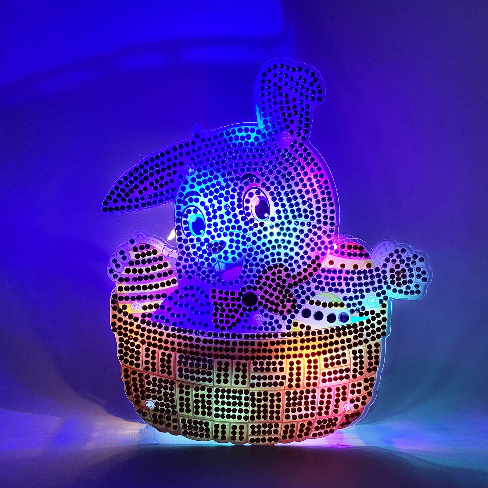Peinture de diamants 5D à faire soi-même, décoration de pâques, œufs de lapin, veilleuse, artisanat, de , décor de bureau