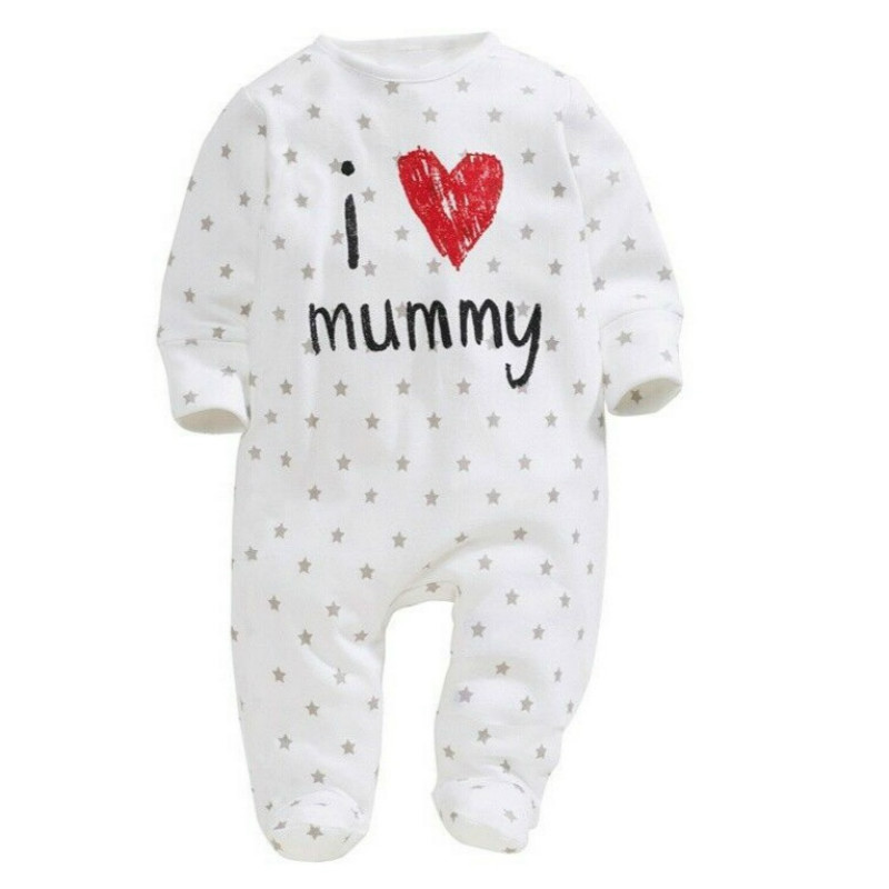 Leuke pasgeboren peuter baby jongen meisje romper brief print jumpsuit baby kleding: Love mom / 24M