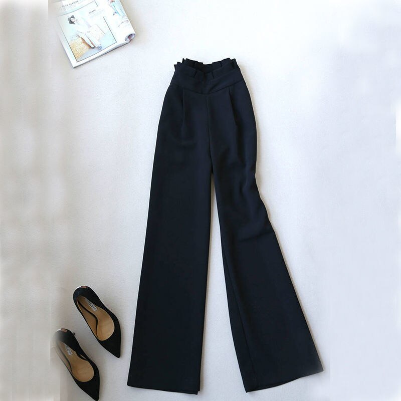 Pantalones MAZEROUT elegantes para mujer, color negro amarillo, con bolsillos, cremallera, color sólido, ropa de calle para mujer , pantalones elegantes informales de cintura alta