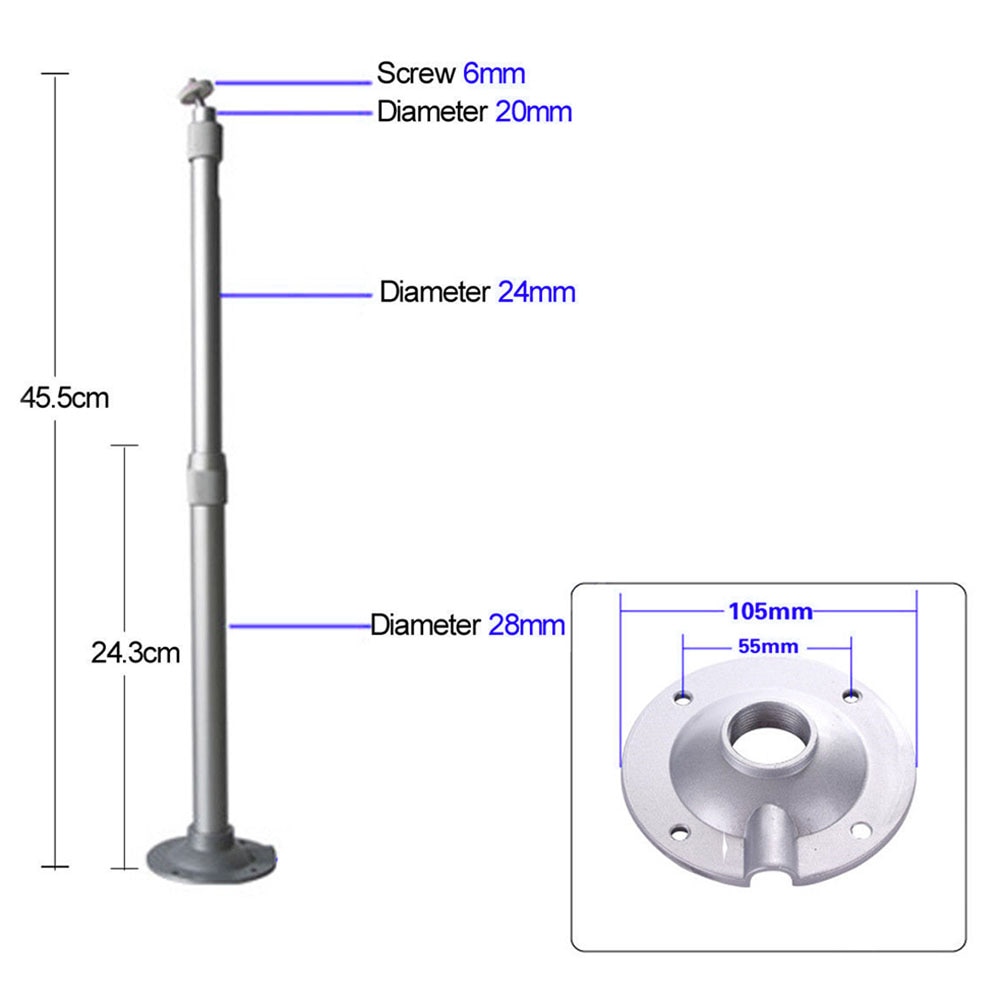 Universal 20-40cm projektor tak väggfäste aluminiumfäste 15kg kapacitet 360 graders justerbar projektor takmontering st