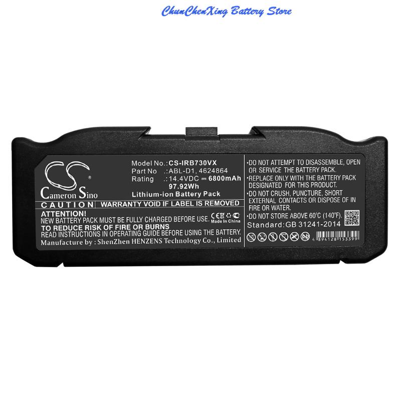 Cameron Sino 2600mAh/3400mAh/5200mAh/6800mAh battery for Roomba i7, i7+, e5, 7150, 7550, 5150, e5150, e515020, e5152, e5154, e6