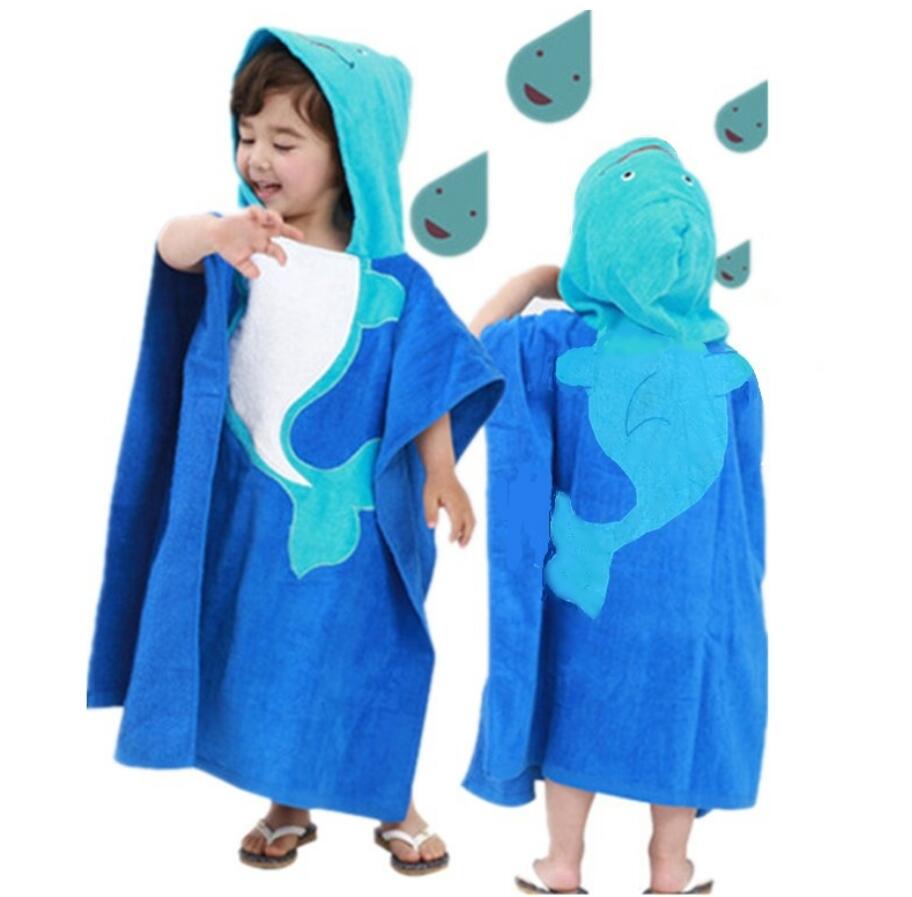 1 stks/partij Hooded Baby Handdoek 100% katoenen Badstof dolfijn Baby Handdoeken met Capuchon jongens en meisjes Maat 60x120 CM