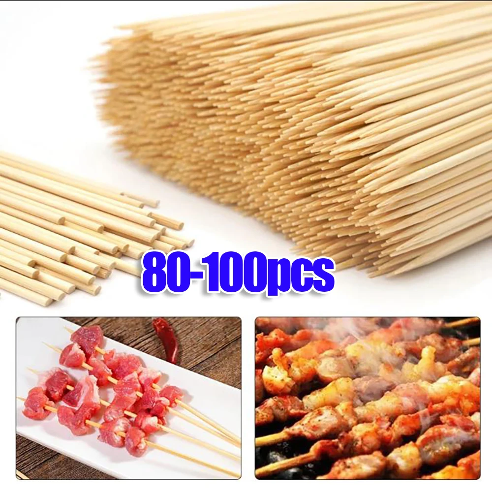 80-100PCS Disposable Fruit Sticks Multi-purpose Bamboo Sticks for Home Party BBQ Dessert Sandwich Food Table Decoration Supplies