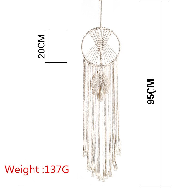 Boho blad macrame vægophængning gobelin macrame dreamcatcher soveværelse indretning værelse dekoration stue dekoration: Makrame  d7618