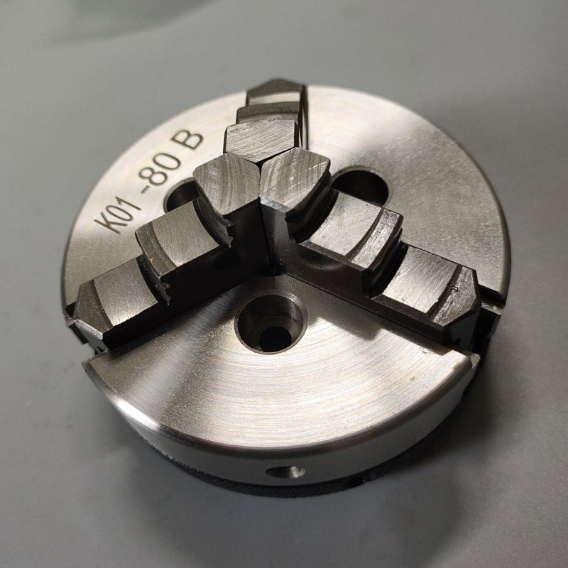 K01-50 63 80 Lathe Mini Chuck 3 Jaws Woodworking Hand Chuck with Mounting Thread Screw Rod Self-Centering Lathe Chuck Tool