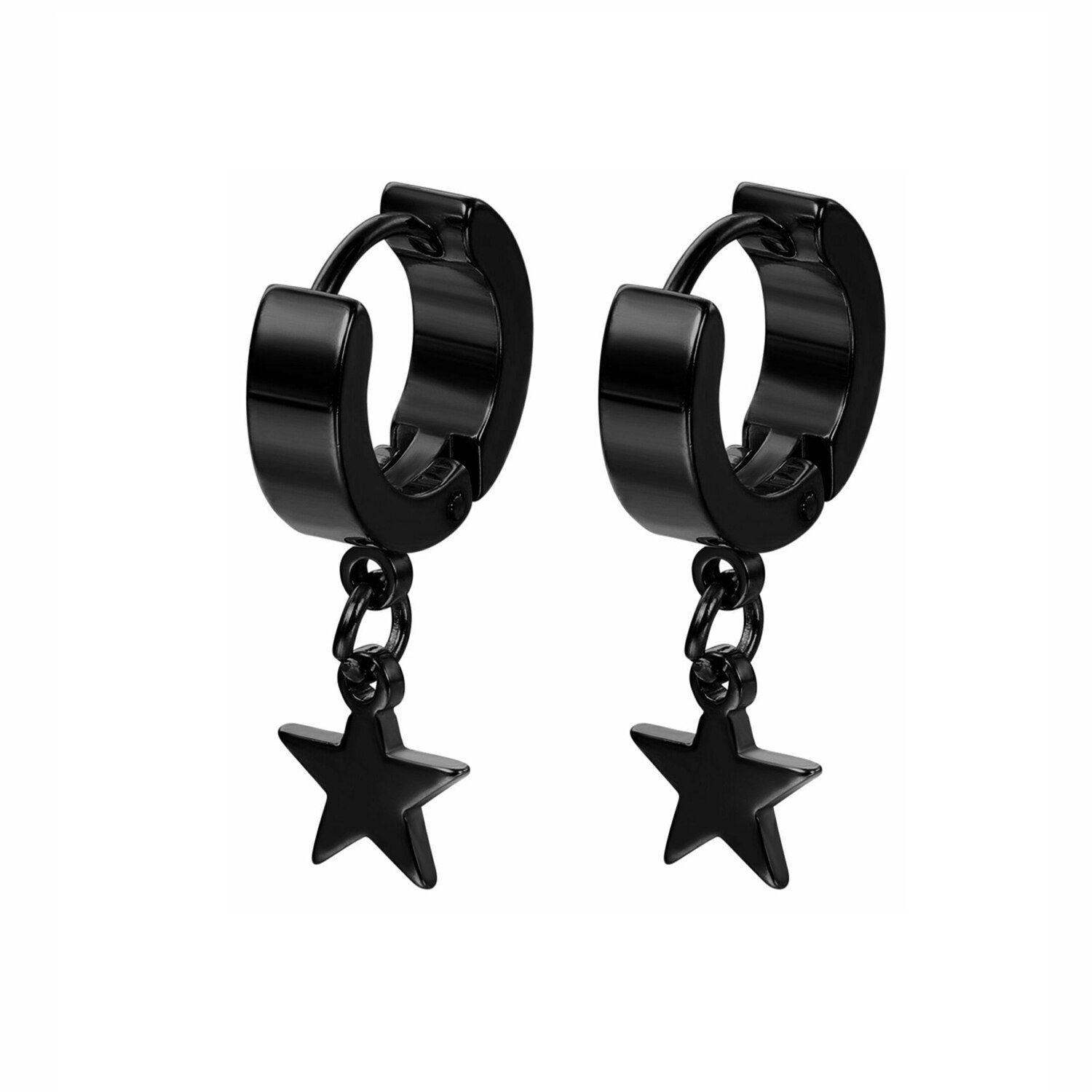 Black Punk Stainless Steel Women Men Hoop Earrings Small Trendy Round Cross Pendants Jewelry Accessories Earrings: Style 44