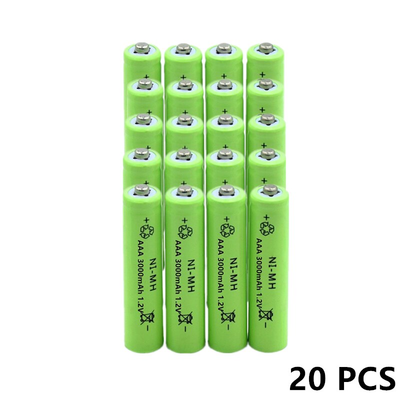 40 PCS 3000mah 1.2V AAA Battery NIMH AAA low self discharging Rechargeable battery AAA batteries for flashlight toys: 20 PCS battery