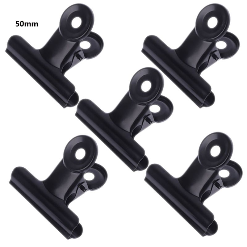5 Pcs Bulldog Letter Clips Stainless Steel Black Metal Paper File Binder Clip Stationary Office Supplies