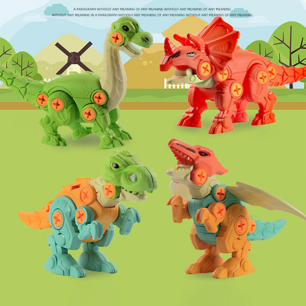 4PCS DIY Disassembly Dinosaur Toy Set Screw Nut Combination Early Educational Blocks Toys with Assemble Screw Toys for Kids