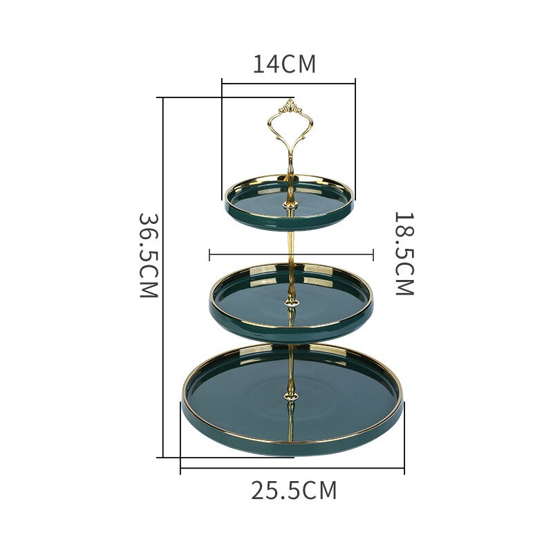 2 & 3 Tier Ceramic Plate Gold Rim Cake Stand Fruit Dessert Dish Home Party Decoration Porcelain Pastry Serving platter: A06 Three layer