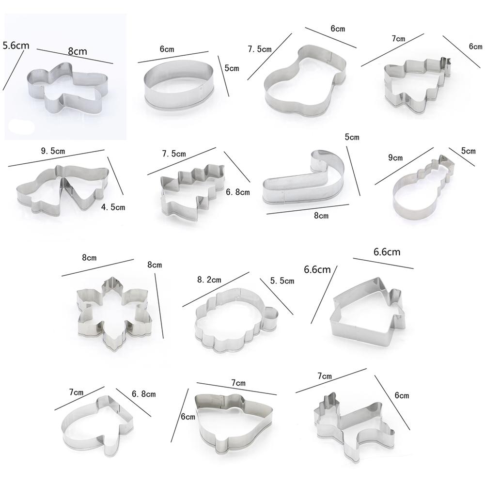 Kerst Cookie Cutter Rvs Cut Snoep Biscuit Mold Koken Gereedschap Kerst Thema Metalen Cutters Mould Sneeuwvlok Snowm