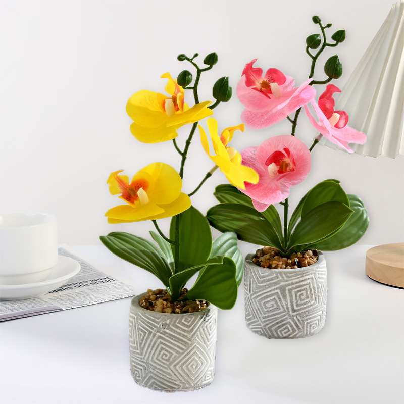 Orchidée papillon simulée, plante artificielle créative en pot, sans arrosage, Table à manger réutilisable, bonsaï décoratif pour la maison et le bureau
