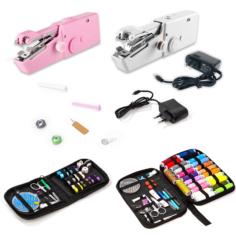 Mini máquina de coser a mano, portátil, costura, costura, ropa inalámbrica, máquina de coser portátil, Mini máquina de coser con Kits de costura