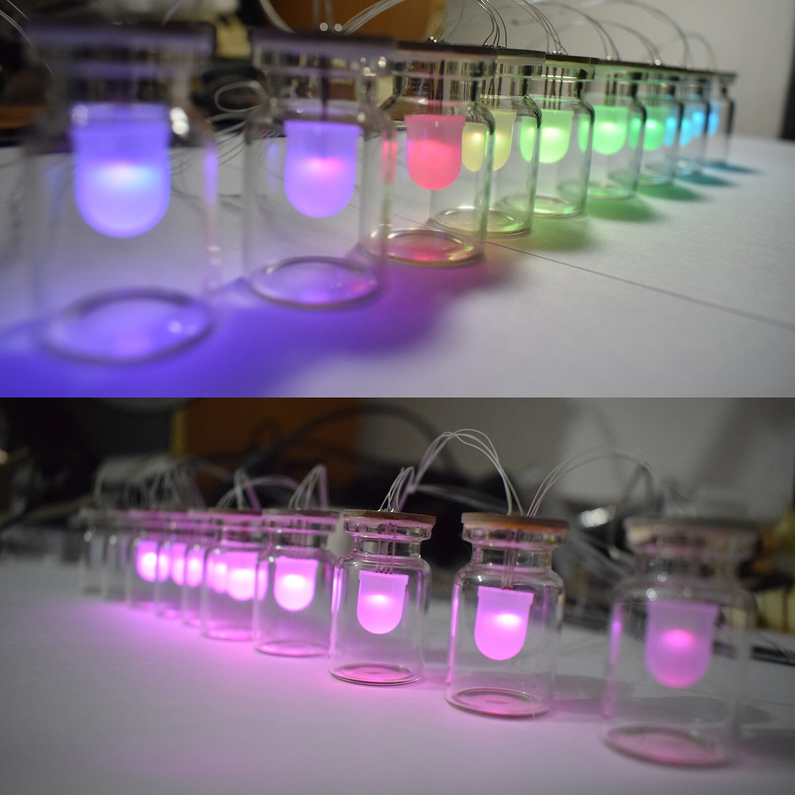 Rgb Rainbow Kleur Drijvende Led Aurora Glazen Simulatie Wind Chime Kleurrijke Aurora Lamp Diy Kit