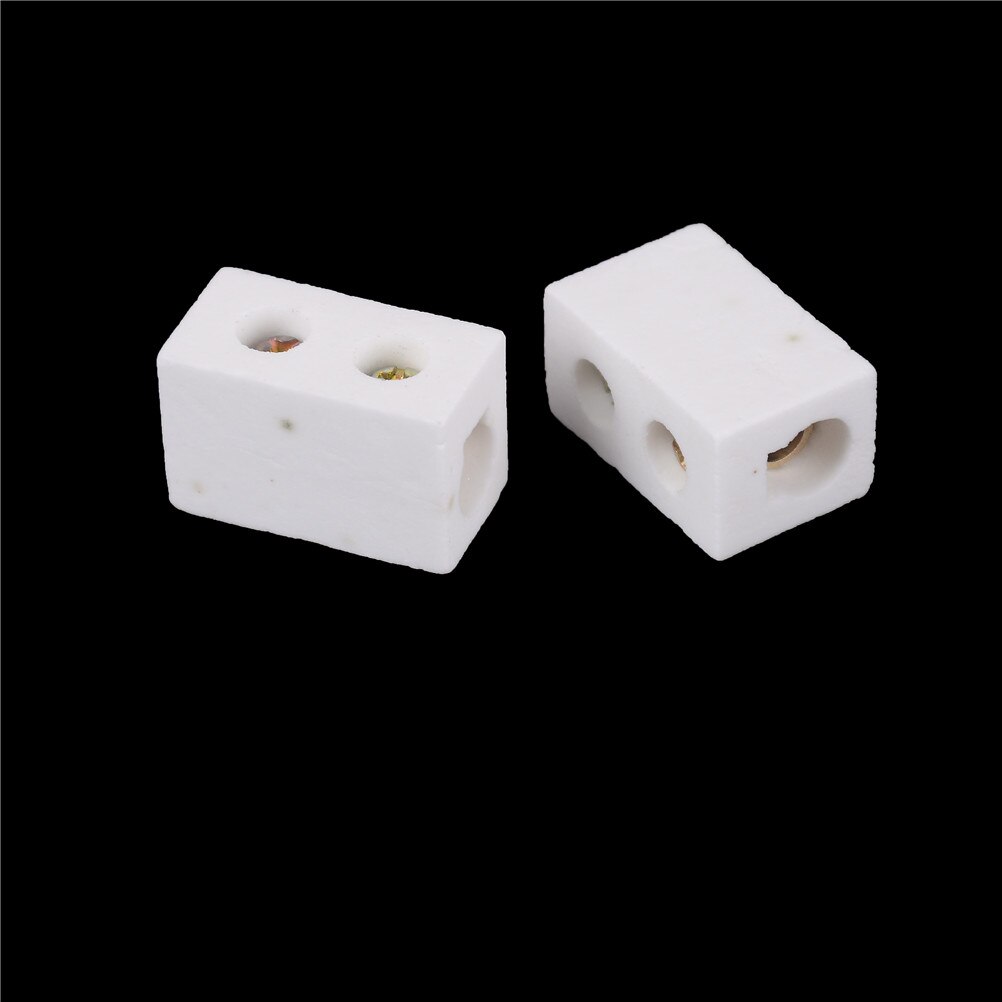 2 Pcs Ceramic Terminal Block 30A 1Way 2 Hole Connector Porcelain Ceramic Terminal Blocks Whosesale