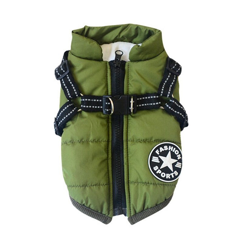 Herbst Winter Haustier Ski Kostüm Ärmellose Baumwolle Gefütterte Weste Mit dauerhaft Brustgurt nutzbar machen Kleidung Mantel Liefert: Grün / M