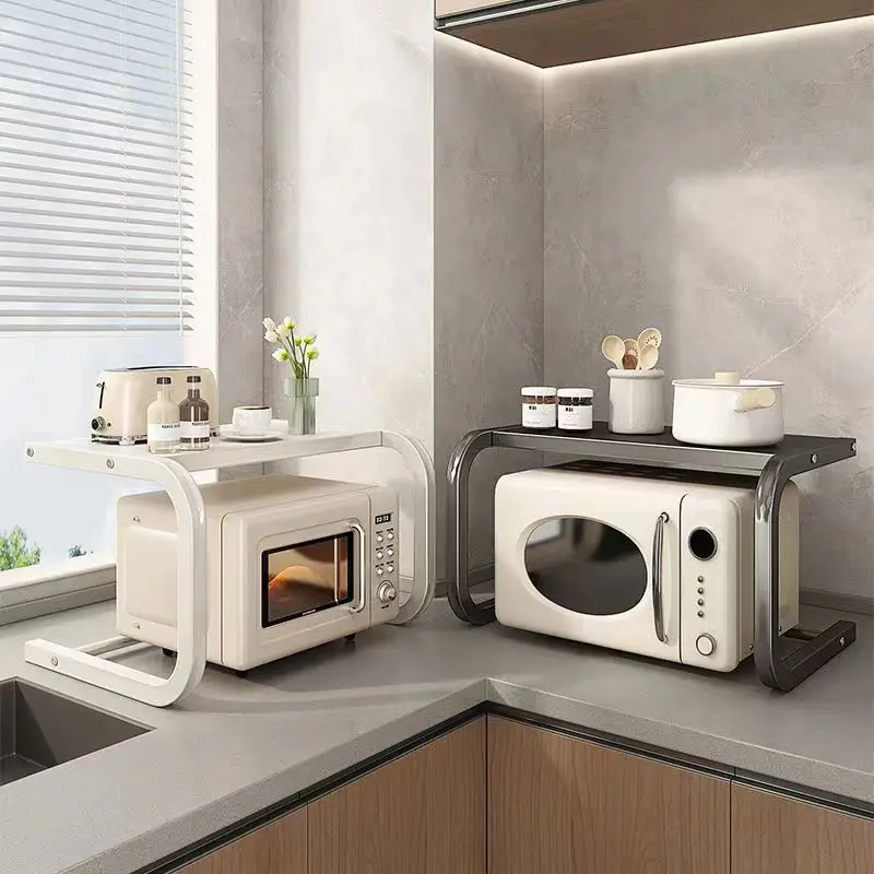 Rack de forno de cozinha doméstico, suporte de armazenamento multicamadas, organizador, suporte de metal removível, grande capacidade, rack de micro-ondas