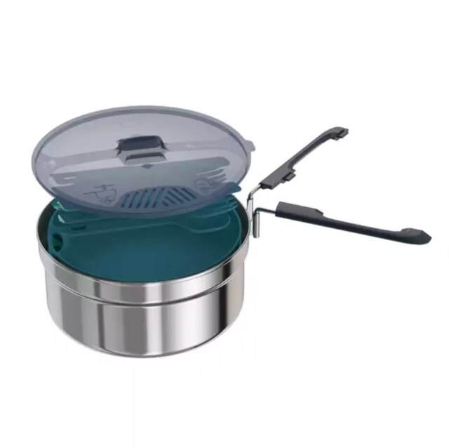 Wandelaar 'S Camping Roestvrij Stell Cook Set 2 Mensen (1.6 L) Koken Set Outdoor: Default Title