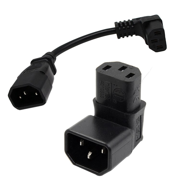 IEC Male C14 To Up Right Angled 90 Degree IEC Female C13 Power Extension Adapter With 18Cm IEC 320 90 Degree C13 3 Pin Female To