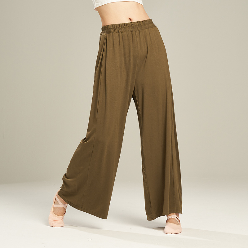 12 farben modal modern tanzen Hosen Für Frauen verlieren Breite Bein Elastische Ballett Ausbildung Hosen Hohe Taille Klassischen Tanz Damen: M / Grün