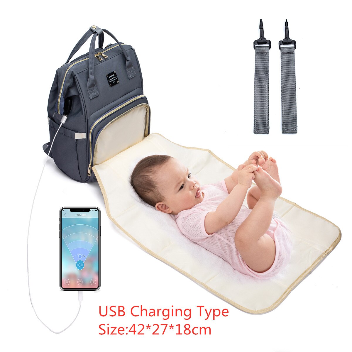 Mode Luiertassen Rugzak Multifunctionele Opvouwbare Baby Bed Wieg Tas Grote Capaciteit Wandelwagen Zak Isolatie Verpleging Druppels: chargingG