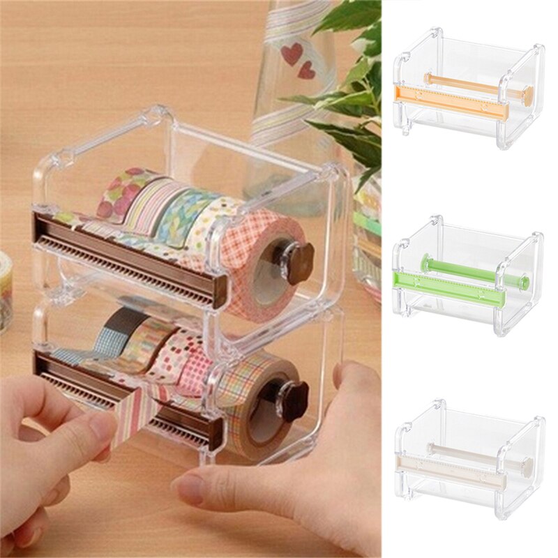 1pc beige farvemaskeringstape cutter washi tapestorage organizercutter officetape dispensers forsyninger