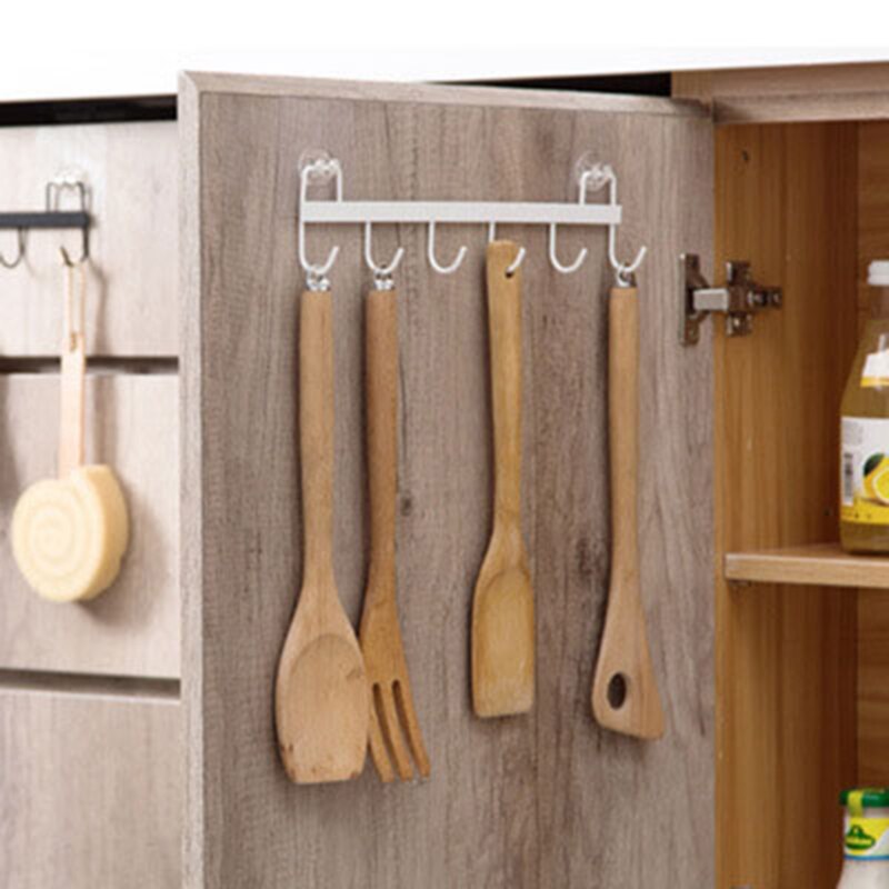 6 Haken Muur Opknoping Haak Rek Keuken Keukengerei Handdoek Haak Hanger Voor Muur Deur Terug Keuken Badkamer Organizer Zelfklevende