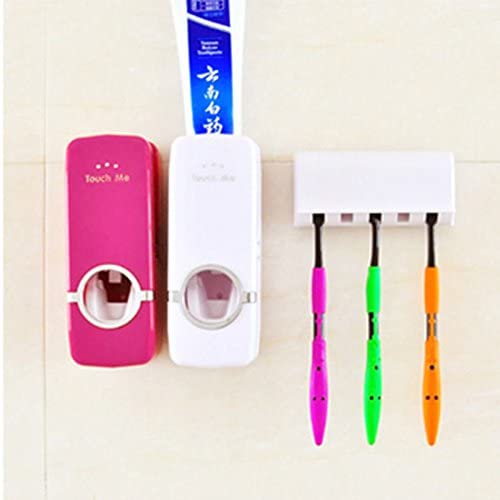 Touch N Brush Automatic toothpaste dispenser squeezing device + Brush holder set White