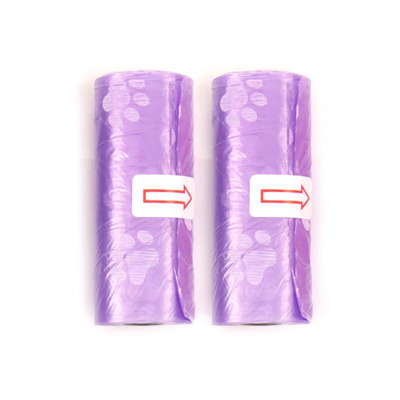 Pet Dog Garbage Clean Up Bags Carrier Holder Dispenser Poop Bags Set Waste Bags Doggie Outdoor Home Clean Refill Garbage Bag: Purple 2 Rolls