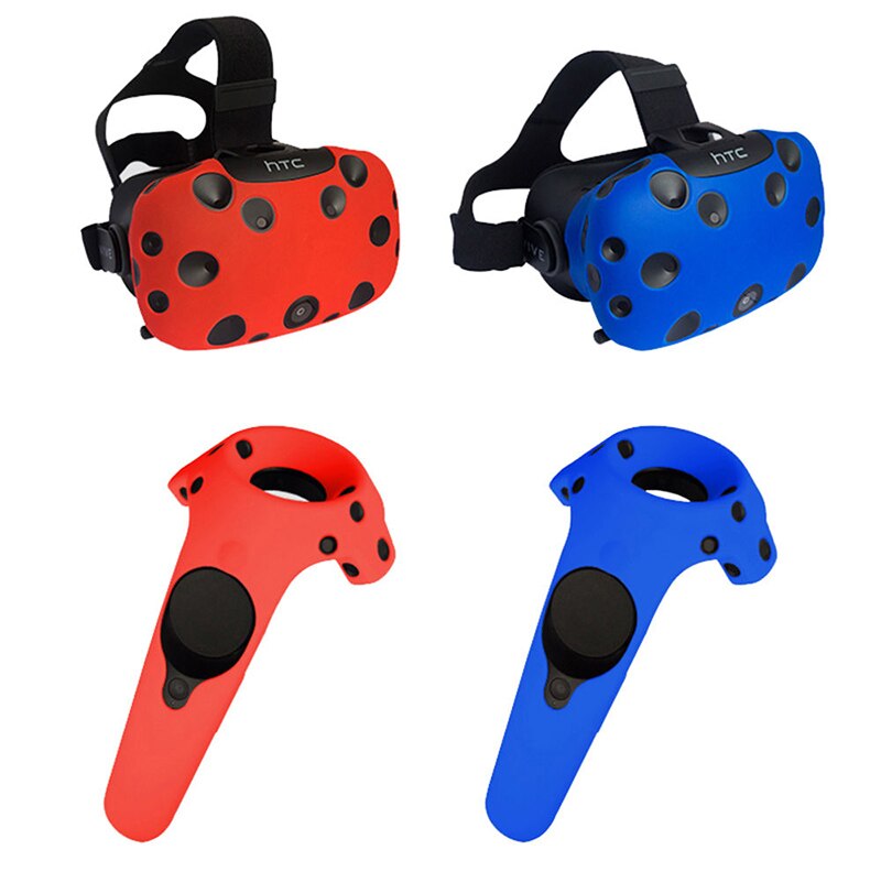 Voor Htc Vive Headset Vr Silicone Case Cover Vr Bril Helm Controller Handvat Case Skin Shell Virtual Reality Accessoires