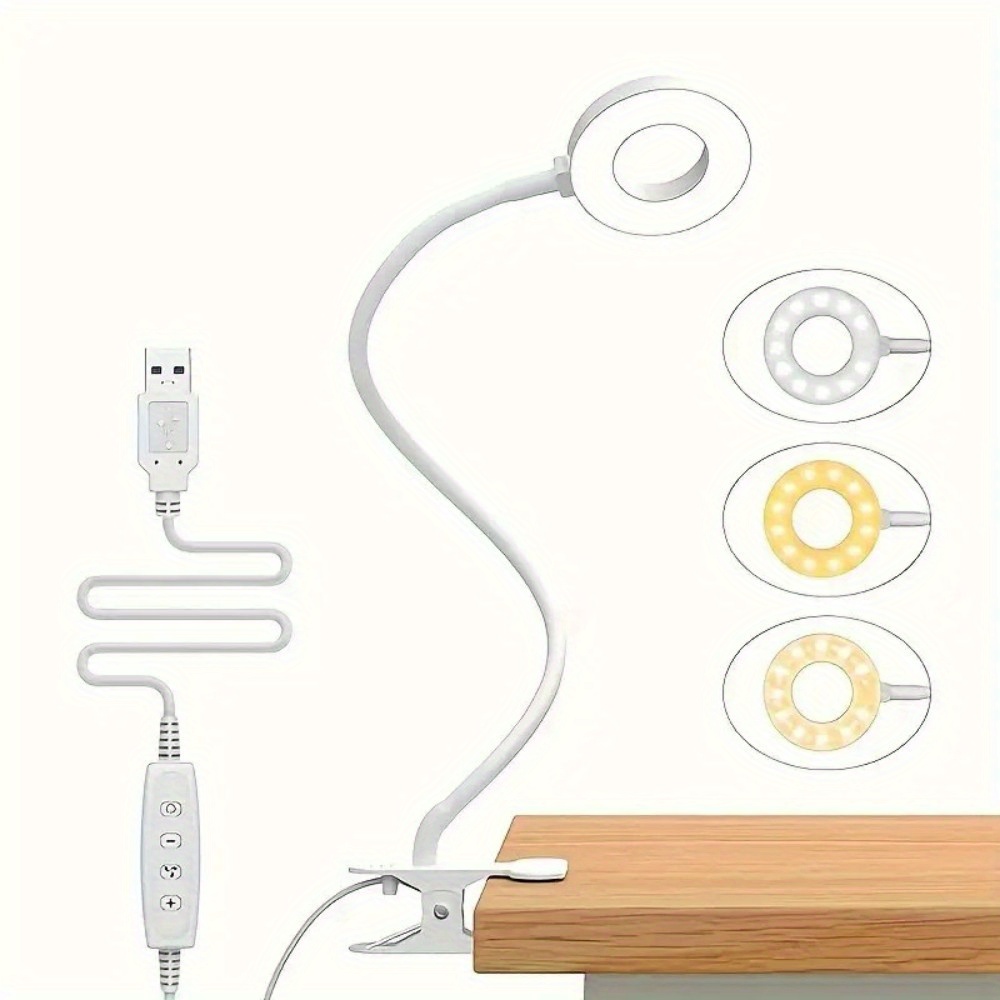 Flexibele zwanenhals ronde boeklamp Nachtlampje Boeklicht LED-leeslamp met klem 3 kleuren 23 led-kralen: Licht Geel