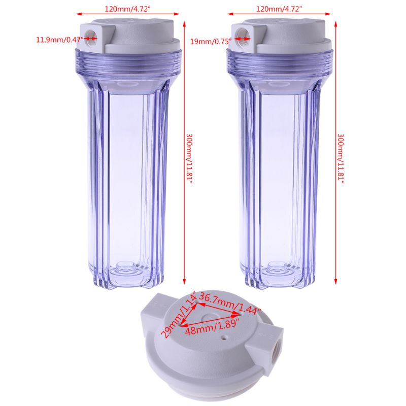 Transparent Water Purifier Filter Bottle 4/2 Point Interface Clear Filtration