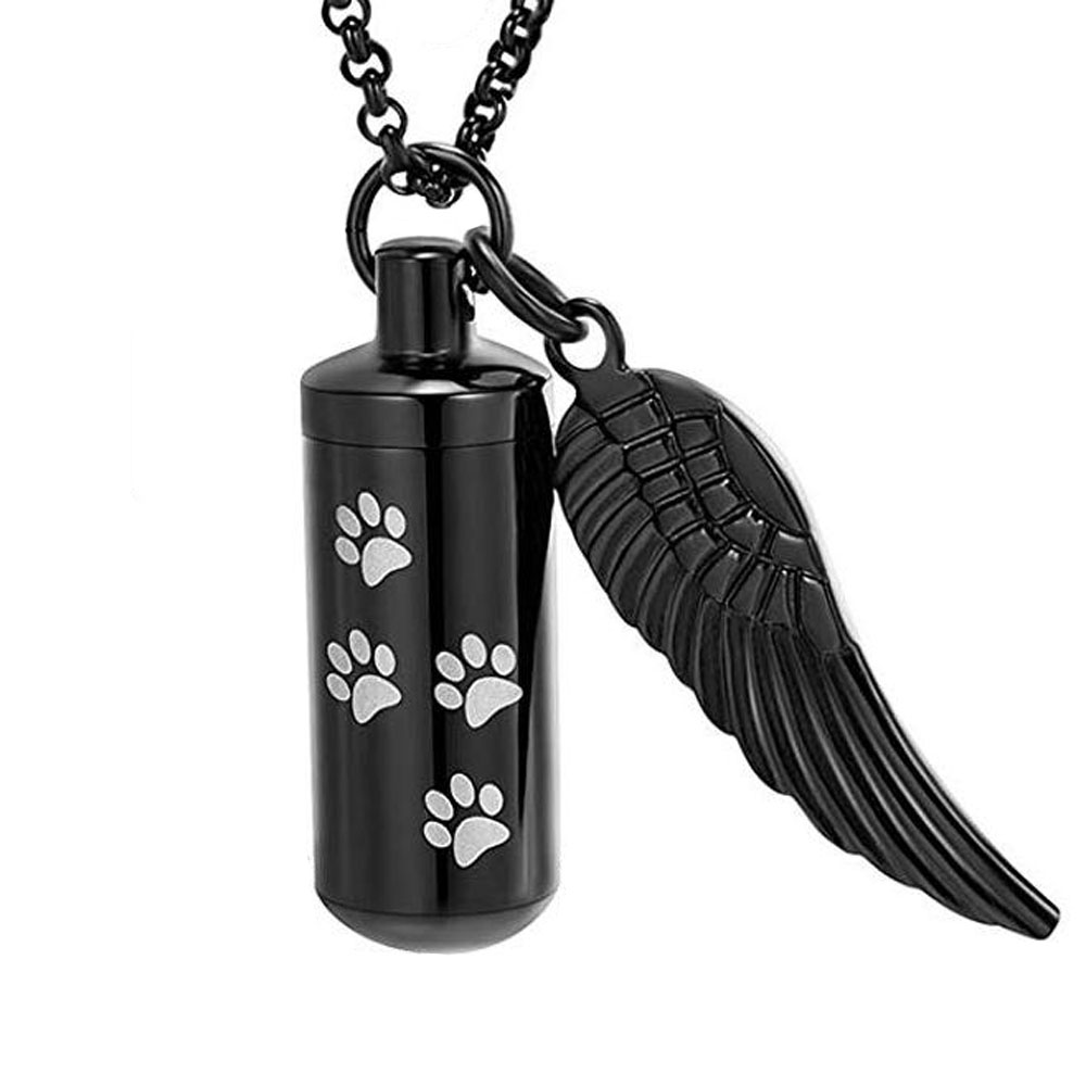 Mode Crematie Sieraden Hond Paw Urn Cilinder Hanger Eternity Roestvrij Staal Herdenking Huisdier As Ketting