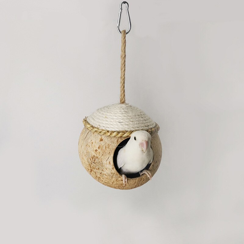 Parrot Nest Natural Coconut Shell House Cage Feeder Parakeet Birds Squirrel Hamster Toys Pet Breed Decoration Supplies Pendant