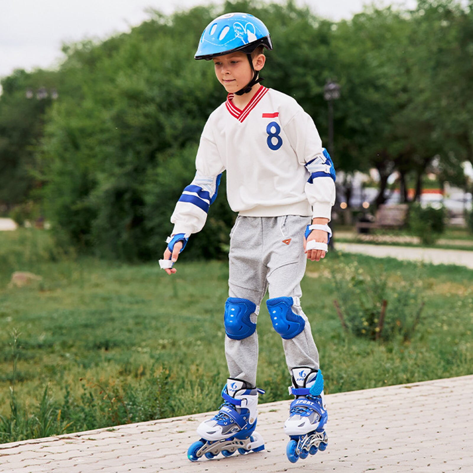 Boys Girls Kids Skates Children Roller Skates Skating Shoes Sliding Adjustable Quad Sneakers 4 Wheels 2 Row Line Outdoor