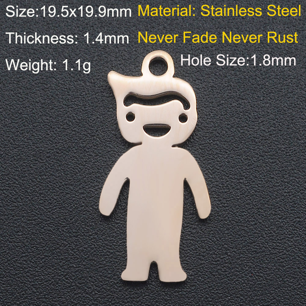 5 Stks/partij 316 Roestvrij Staal Jongen Meisje Familie Charm Hanger Dochter Bedels Voor Armband Maken Sieraden Hanger: Goud-kleur
